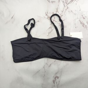 Good American Swim Top Women 5 2X Black Sporty Grommet Strappy Bandeau Scrunch